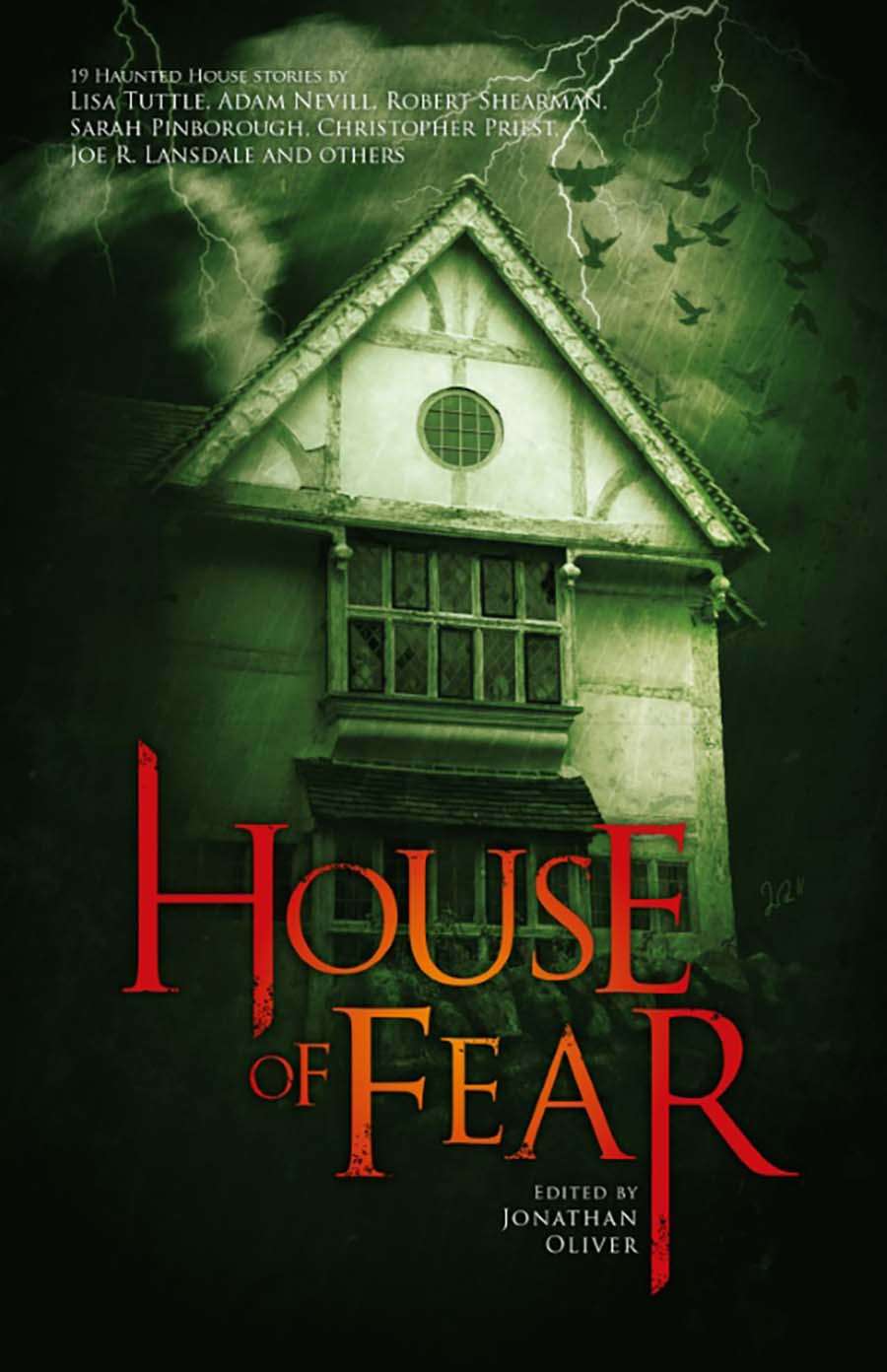 House of Fear | Green tint on a photorealistic cottage with bats flying in the air.